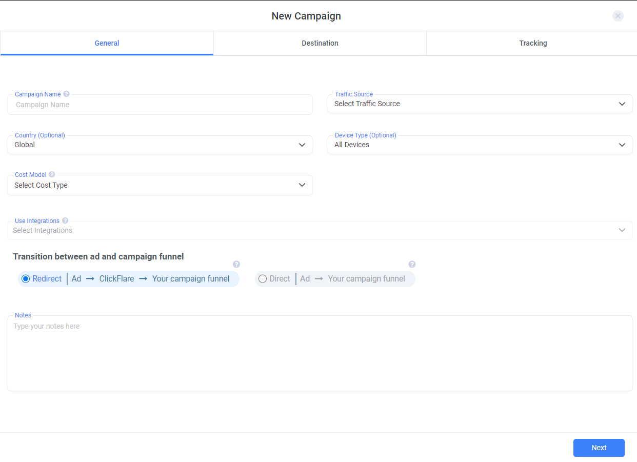 Creating a Campaign in ClickFlare